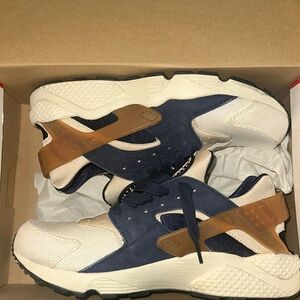 Nike Air Huarache Run PRM Sail Navy Brown 10.5
